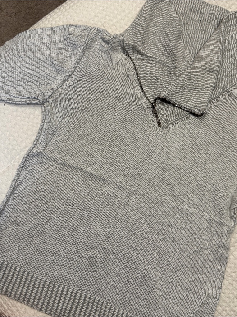 Men's Light Gray Zip-Front Knit Sweater